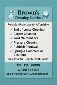 Brown's Cleaning Services - St George & Dirranbandi
